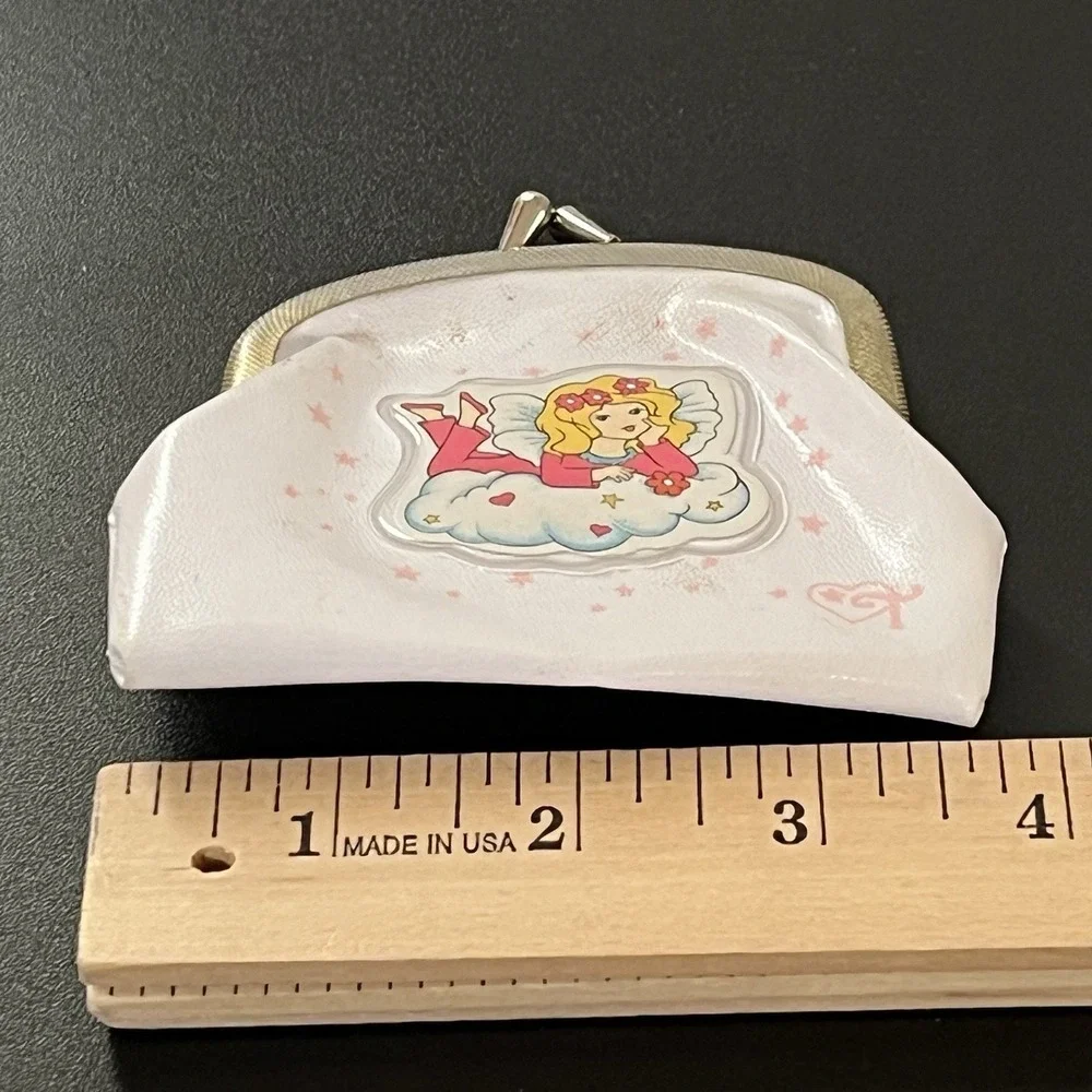 RARE Fairy Coin Purse White Kiss-Lock Clasp Vinyl Angel Girls Kids Child's T VTG